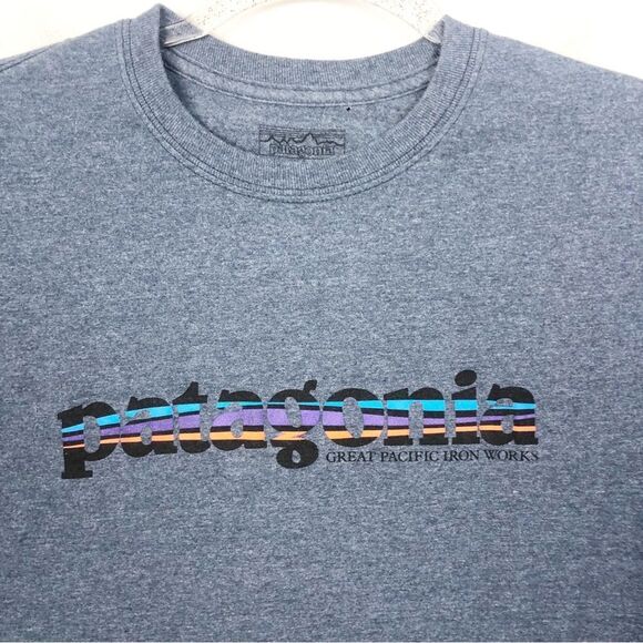 PATAGONIA | Long Sleeve Regular Fit Blue Logo T-Shirt Men’s Size XS - Picture 3 of 9